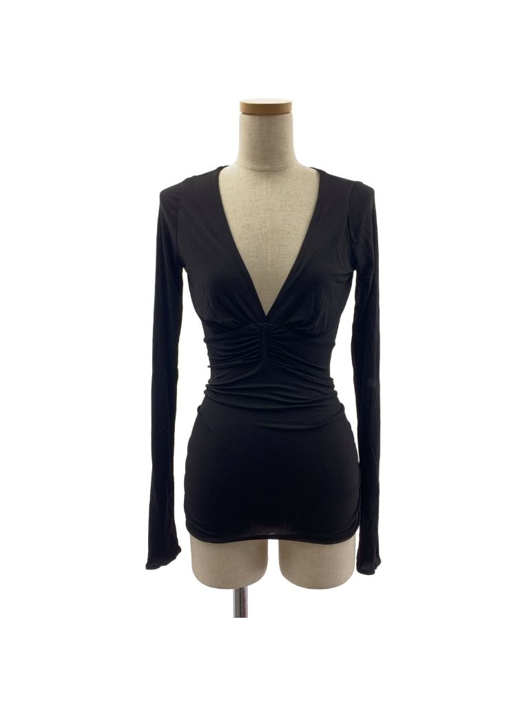 Gucci Rayon Gathered Blouse Top S Black